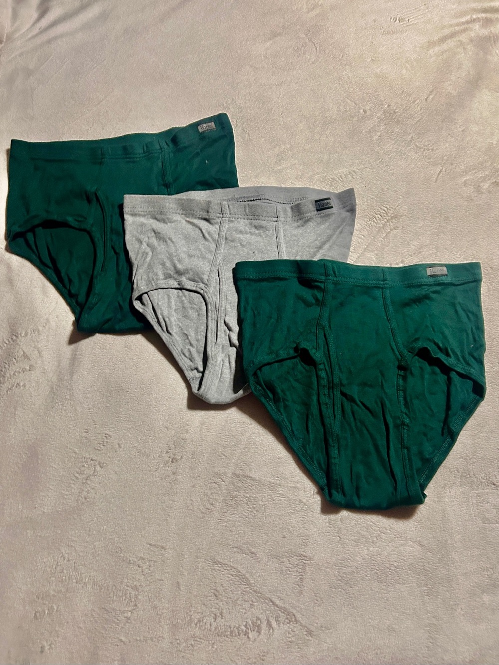 Hanes Briefs 3 Pack - Green & Gray Comfortable Cotton Briefs